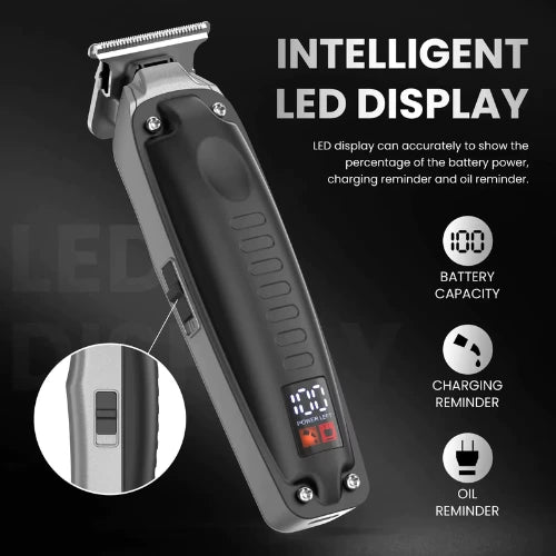 Tondeuse à barbe avec affichage LED intelligent pour batterie et entretien