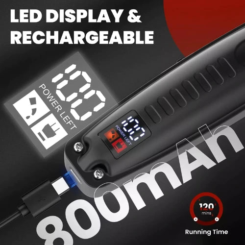 Tondeuse à barbe avec affichage LED et batterie 800mAh rechargeable