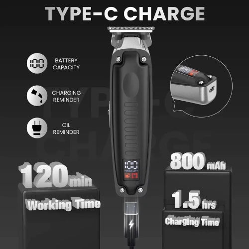 Tondeuse à barbe avec charge rapide USB Type-C et autonomie 120 minutes